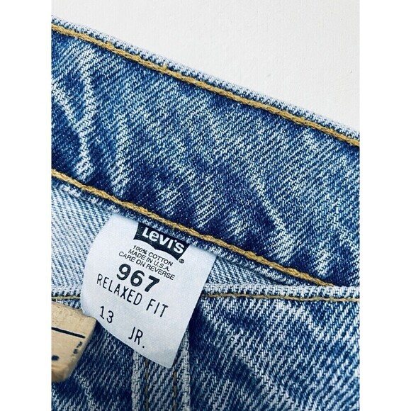 Vintage 90’s Levis 967 Relaxed Fit Jean Shorts Size 13 Jr Orange Tab High Rise - Picture 6 of 13